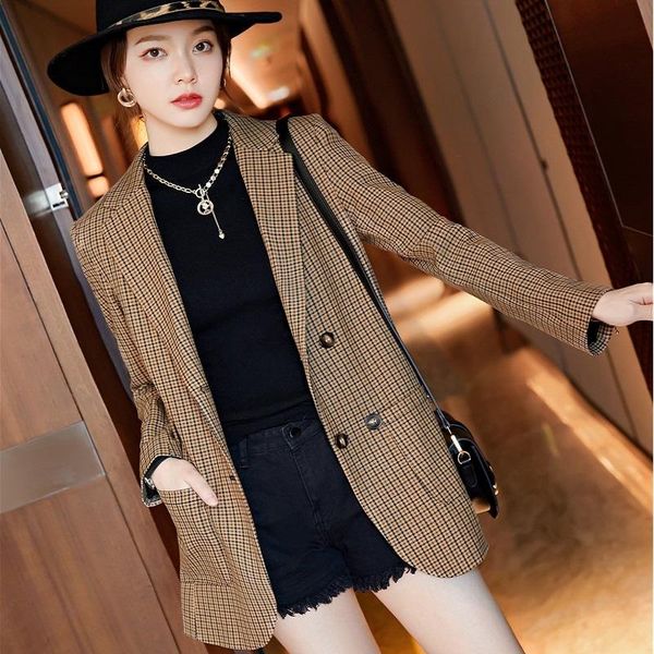 women's suits & blazers jacket women fashion pockets plaid coat ol styles fall winter for business work blazer outwear plus size 5xl, White;black
women's suits & blazers jacket women fashion pockets plaid coat ol styles fall winter for business work blazer outwear plus size 5xl, White;black
