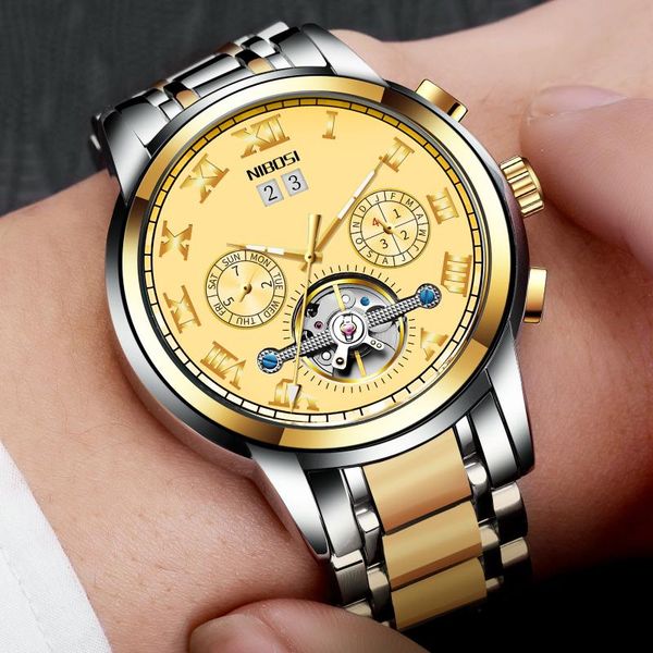wristwatches nibosi 2021 luxury men mechanical wristwatch stainless steel watch brand tourbillon sapphire glass watches reloj hombre, Slivery;brown
wristwatches nibosi 2021 luxury men mechanical wristwatch stainless steel watch brand tourbillon sapphire glass watches reloj hombre, Slivery;brown