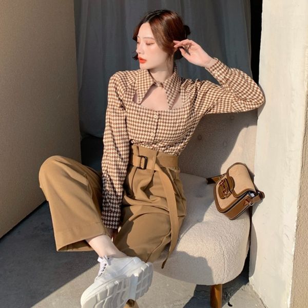 plaid long sleeve turn-down collar elegant hollow out shirt korean high street spring blusas casual blouse 210510, White
plaid long sleeve turn-down collar elegant hollow out shirt korean high street spring blusas casual blouse 210510, White