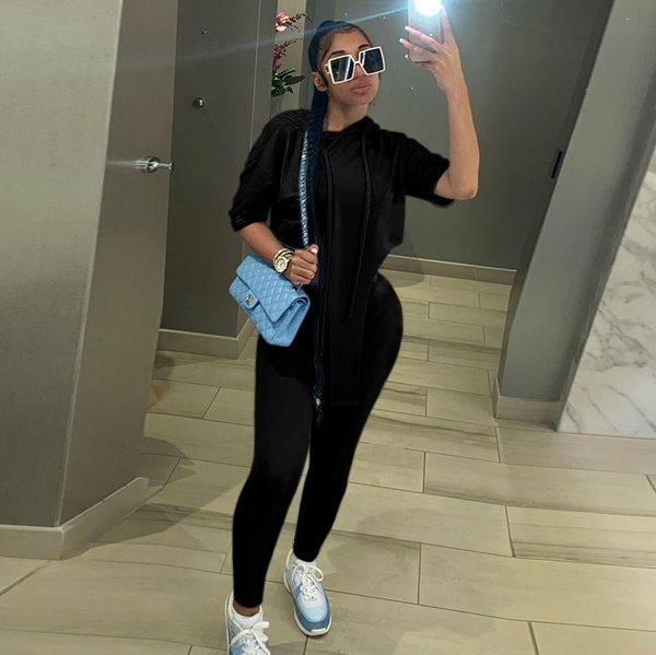 women's two piece pants solid irregular short sleeved hhoodie+skinny ninth 2 sets women outfits summer streetwear leisure wear 2021, White
women's two piece pants solid irregular short sleeved hhoodie+skinny ninth 2 sets women outfits summer streetwear leisure wear 2021, White