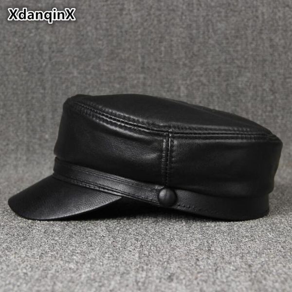 xdanqinx women's genuine leather cap simple elegant sheepskin military hats for women autumn winter men's brand visor hat wide bri, Blue;gray
xdanqinx women's genuine leather cap simple elegant sheepskin military hats for women autumn winter men's brand visor hat wide bri, Blue;gray
