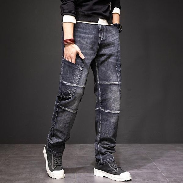 men's jeans multi-pocket cargo loose casual denim trousers baggy straight men clothing stretch leisure bottoms plus size, Blue
men's jeans multi-pocket cargo loose casual denim trousers baggy straight men clothing stretch leisure bottoms plus size, Blue