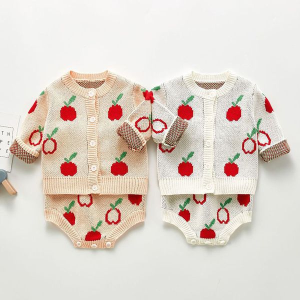 spring autumn infant baby girls knit long sleeve apple coat + braces rompers clothing sets kids girl suit clothes 210429, White
spring autumn infant baby girls knit long sleeve apple coat + braces rompers clothing sets kids girl suit clothes 210429, White