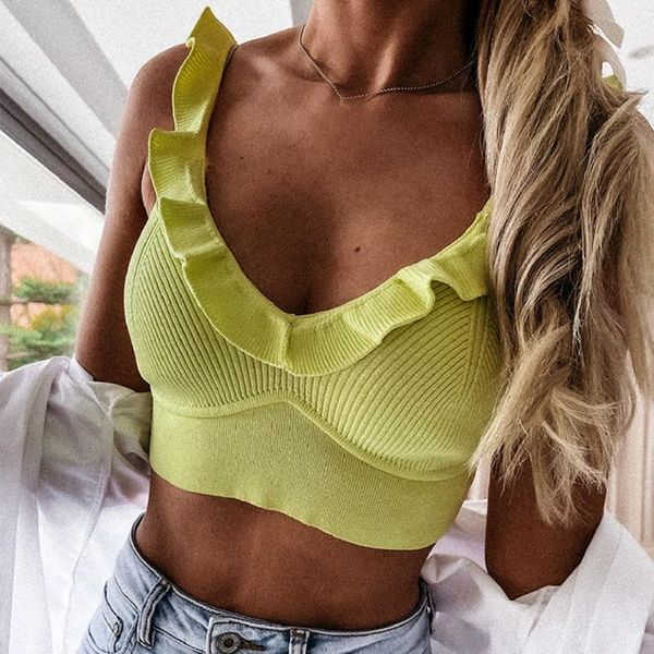 women's tanks & camis women tank ruffles strap sleeveless summer knitted camisole, White
women's tanks & camis women tank ruffles strap sleeveless summer knitted camisole, White