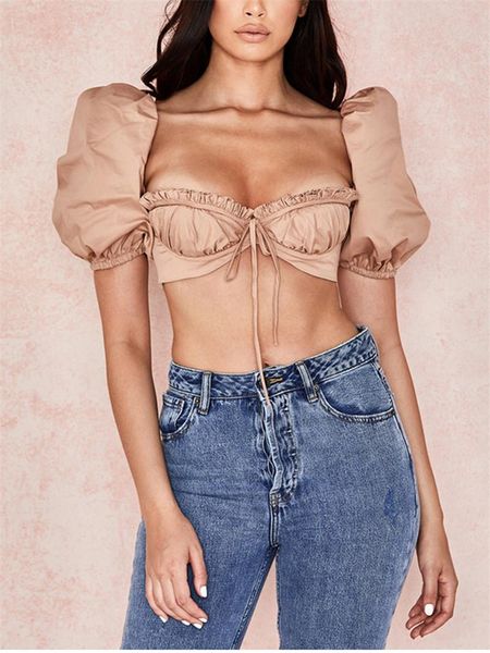 women's t-shirt women summer puff sleeve t shirt ruffles solid color high waist streetwear wood ear lace short crop, White
women's t-shirt women summer puff sleeve t shirt ruffles solid color high waist streetwear wood ear lace short crop, White