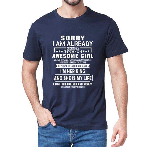 men's t-shirts 100% premium cotton sorry i am already taken by a freaking awesome girl i'm her king t shirt vintage women tee, White;black
men's t-shirts 100% premium cotton sorry i am already taken by a freaking awesome girl i'm her king t shirt vintage women tee, White;black