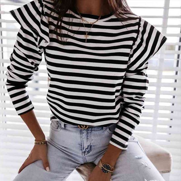 women striped shirt long sleeve party round neck ruffle woman clothes womens and blouses autumn female shirt, White
women striped shirt long sleeve party round neck ruffle woman clothes womens and blouses autumn female shirt, White