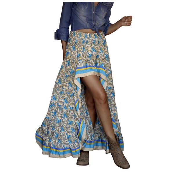 skirts 61# boho floral print high low side split ruffle hem swing maxi long skirt fashion vintage cropped summer clothe, Black
skirts 61# boho floral print high low side split ruffle hem swing maxi long skirt fashion vintage cropped summer clothe, Black
