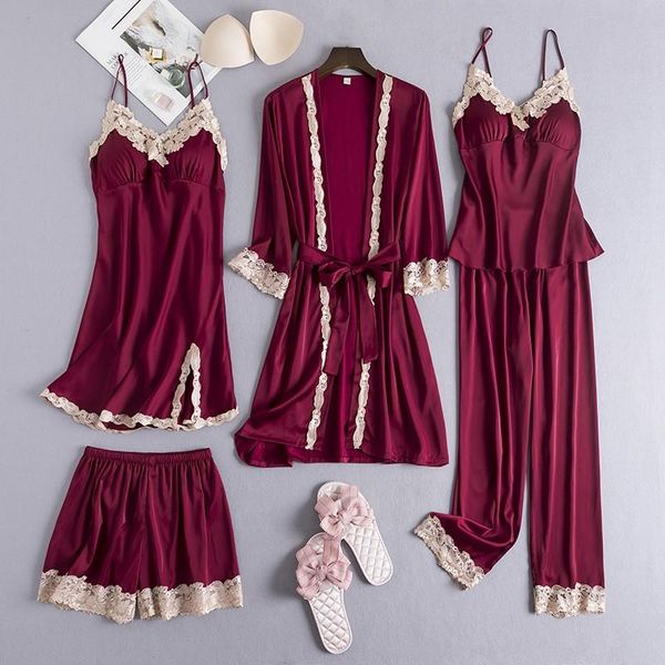 women's sleepwear women 5pcs robe set kimono bath gown loose nightwear female satin rayon bathrobe bridesmaid robes suit homewear, Black;red
women's sleepwear women 5pcs robe set kimono bath gown loose nightwear female satin rayon bathrobe bridesmaid robes suit homewear, Black;red