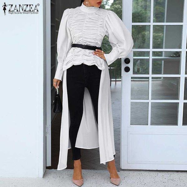 women's blouses & shirts blouses plus size irregular elegant puff sleeve female solid ruffle blusas spring chemis qp12, White
women's blouses & shirts blouses plus size irregular elegant puff sleeve female solid ruffle blusas spring chemis qp12, White