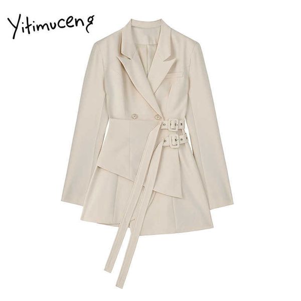 yitimuceng sashes blazers for women irregular coats fall jacket double breasted office lady solid winter notched 210601, White;black
yitimuceng sashes blazers for women irregular coats fall jacket double breasted office lady solid winter notched 210601, White;black