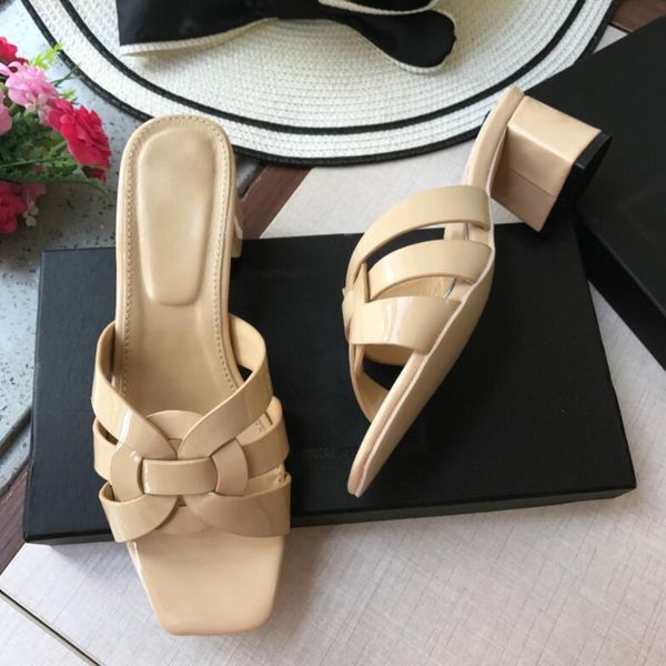 chunky heels slippers women genuine leather patent open toe slides 2021 summer outdoor slide designer woman shoes, Black
chunky heels slippers women genuine leather patent open toe slides 2021 summer outdoor slide designer woman shoes, Black