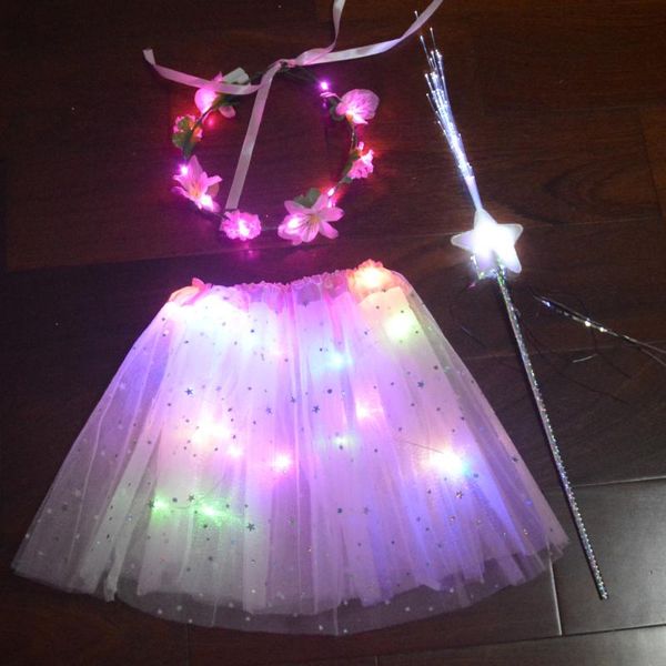 party decoration women girl child luminous tutu light up skirt with blinking flower ear headband glowing magic wands stick wedding
party decoration women girl child luminous tutu light up skirt with blinking flower ear headband glowing magic wands stick wedding