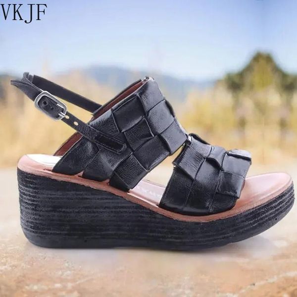 sandals 2021 spring and summer women's platform wedge open toe fish mouth woven sandalias mujer, Black
sandals 2021 spring and summer women's platform wedge open toe fish mouth woven sandalias mujer, Black