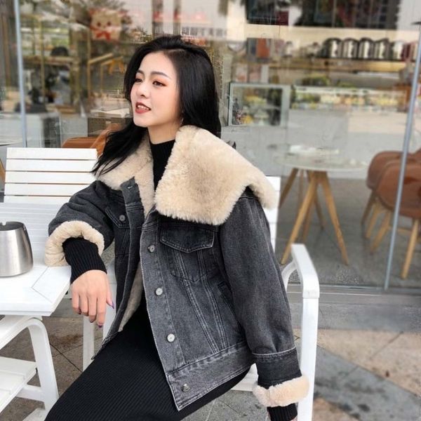 women's jackets thick winter denim women's jacket woolen coats square turtleneck retro loose outerwear streetwear casual s xgm5, Black;brown
women's jackets thick winter denim women's jacket woolen coats square turtleneck retro loose outerwear streetwear casual s xgm5, Black;brown