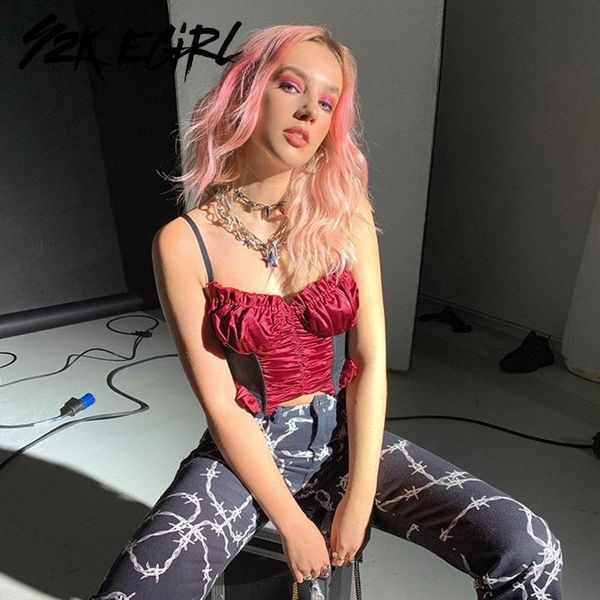 2000s fashion patchwork ruffles satin crop pastel goth ruched backless red cami y2k aesthetics outfits women's tanks & camis, White
2000s fashion patchwork ruffles satin crop pastel goth ruched backless red cami y2k aesthetics outfits women's tanks & camis, White