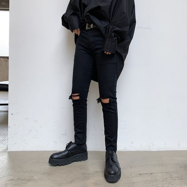 pant south korea knee pants personality spring and summer dark department men's hole nine minutes thin version of casual crkz, Black
pant south korea knee pants personality spring and summer dark department men's hole nine minutes thin version of casual crkz, Black
