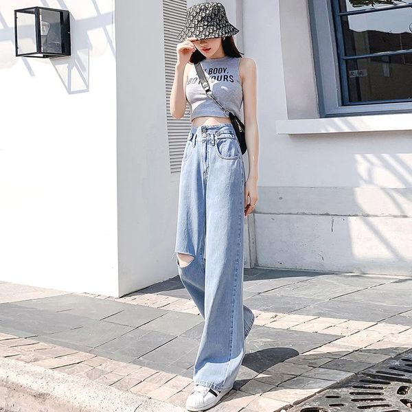 thin section straight ripped woman jeans spring summer high waisted streetwear baggy wide leg vintage fashion stretch pants women's, Blue
thin section straight ripped woman jeans spring summer high waisted streetwear baggy wide leg vintage fashion stretch pants women's, Blue