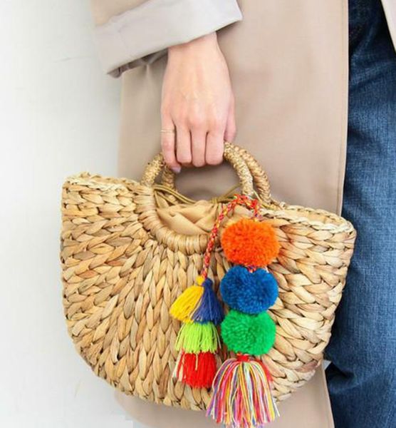 rattan capacity designer wicker korean mini gourd women's tassel grass woven bag, Black;red
rattan capacity designer wicker korean mini gourd women's tassel grass woven bag, Black;red