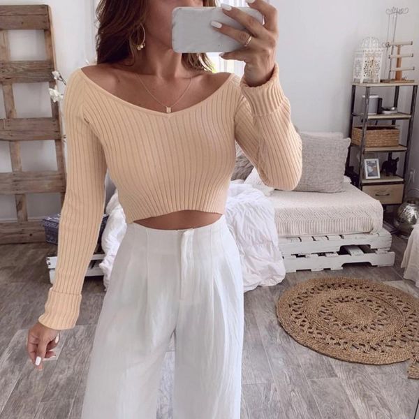 women's sweaters women pullover short slim bottoming deep v neck solid color long sleeve jumpers pull femme, White;black
women's sweaters women pullover short slim bottoming deep v neck solid color long sleeve jumpers pull femme, White;black