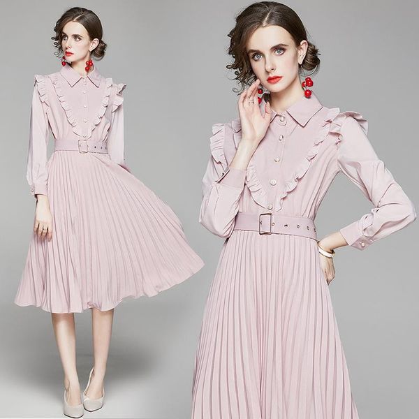 casual dresses simgent pleated dress womens lantern sleeve ruffles turn down collar elegant office lady chiffon pink vestidos sg08242, Black;gray
casual dresses simgent pleated dress womens lantern sleeve ruffles turn down collar elegant office lady chiffon pink vestidos sg08242, Black;gray