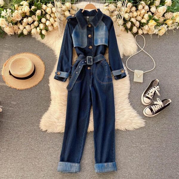 street chic women denim jumpsuits fashion patchwork colors retro safari wide leg tn1283 women's & rompers, Black;white
street chic women denim jumpsuits fashion patchwork colors retro safari wide leg tn1283 women's & rompers, Black;white