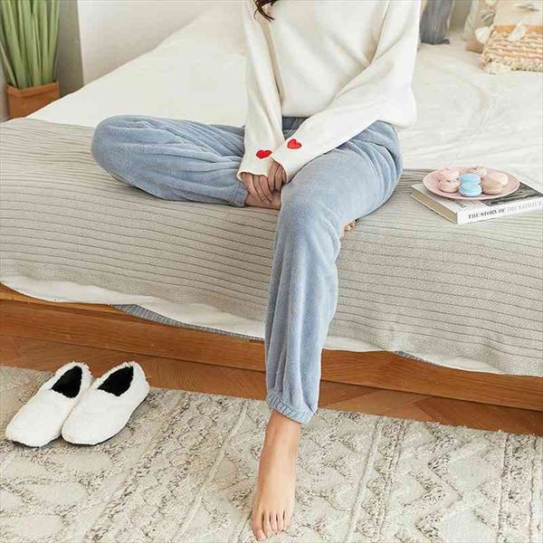 thicken autumn winter warm women capris casual elastic waist velvet sleep bottoms cashmere home trousers lounge wear 122822wka, Black;white
thicken autumn winter warm women capris casual elastic waist velvet sleep bottoms cashmere home trousers lounge wear 122822wka, Black;white