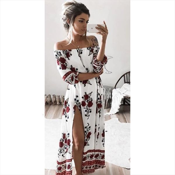 vintage boho floral women dress slash neck split long evening party beach sundress summer fashion clothing, Black;gray
vintage boho floral women dress slash neck split long evening party beach sundress summer fashion clothing, Black;gray