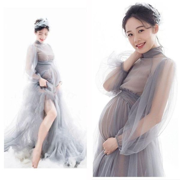 net yarn maternity dresses clothes for pregnant women pography po dress light gray woman, White
net yarn maternity dresses clothes for pregnant women pography po dress light gray woman, White