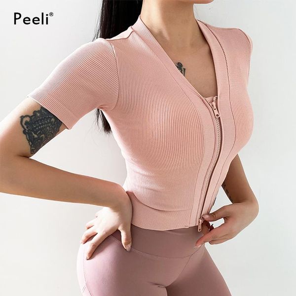 yoga outfit woman short sleeve shirts zipper sports t shirt fitness women's gym running tight workout tees training jerseys
yoga outfit woman short sleeve shirts zipper sports t shirt fitness women's gym running tight workout tees training jerseys