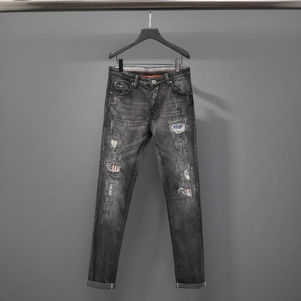 men's jeans nostalgic jeans,black jeans. light black embroidered with holes. mens casual, Blue
men's jeans nostalgic jeans,black jeans. light black embroidered with holes. mens casual, Blue