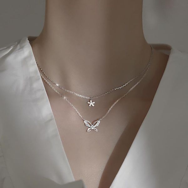 chains light luxury design silver necklace for girl double deck butterfly chain 925 flower fairy gift fashion jewelry
chains light luxury design silver necklace for girl double deck butterfly chain 925 flower fairy gift fashion jewelry