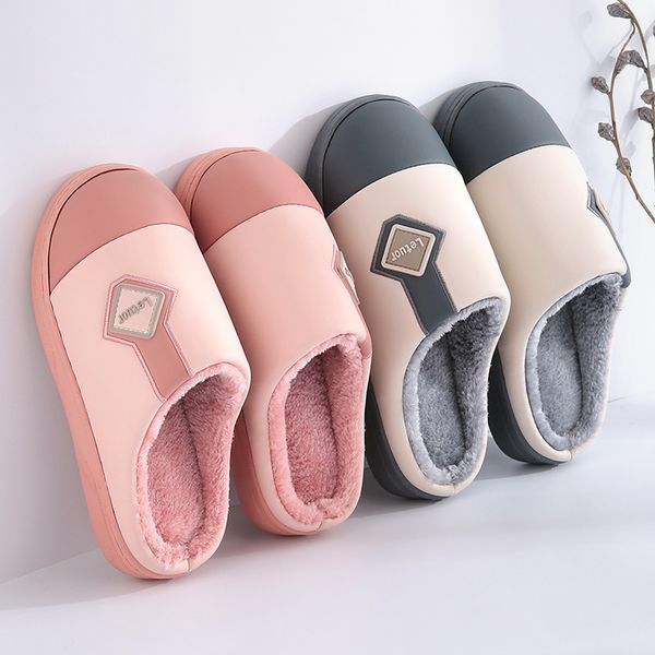 le tuo cotton slippers winter home pu waterproof couple anti-skid thick bottom men's, Black
le tuo cotton slippers winter home pu waterproof couple anti-skid thick bottom men's, Black