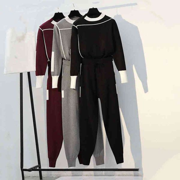 women's two piece pants set knitted patchwork loose sweater and female 2021 autumn winter ladies casual suits knitting oversized, White
women's two piece pants set knitted patchwork loose sweater and female 2021 autumn winter ladies casual suits knitting oversized, White