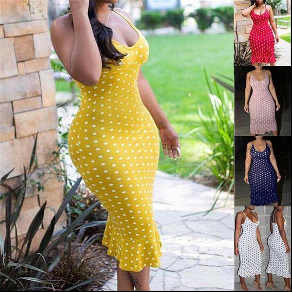women dress bodycon ruffle spaghetti straps sleeveless polka dots midi dresses sundress summer party beach plus size, Black;gray
women dress bodycon ruffle spaghetti straps sleeveless polka dots midi dresses sundress summer party beach plus size, Black;gray