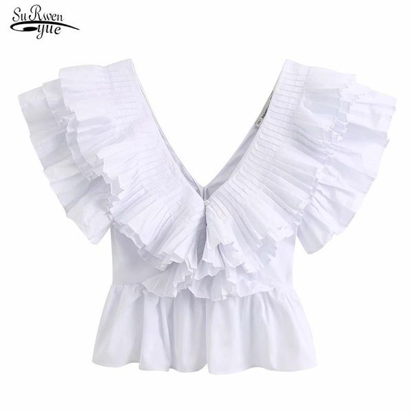 women's blouses & shirts ladies chic butterfly sleeve poplin femininas shirt women solid v neck pleated ruffles casual white smock blo
women's blouses & shirts ladies chic butterfly sleeve poplin femininas shirt women solid v neck pleated ruffles casual white smock blo