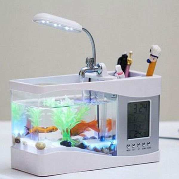 aquariums usb deskmini aquarium black/ white fish tank with lcd display screen led lamp light and clock
aquariums usb deskmini aquarium black/ white fish tank with lcd display screen led lamp light and clock