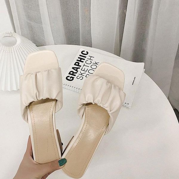 summer women slippers pu leather ladies pleated squared toe sandals female open mid heels fashion elegant, Black
summer women slippers pu leather ladies pleated squared toe sandals female open mid heels fashion elegant, Black