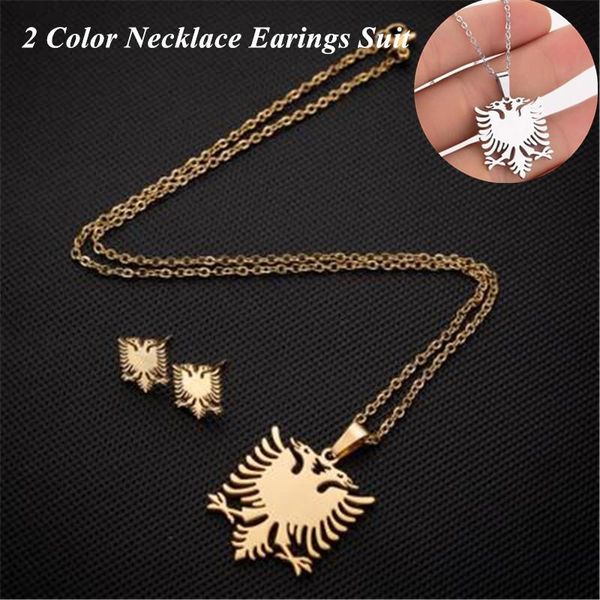 earrings & necklace fashion 2pcs/suit stainless steel double headed eagle sets link chain jewellery accessories for buautful ladies, Silver
earrings & necklace fashion 2pcs/suit stainless steel double headed eagle sets link chain jewellery accessories for buautful ladies, Silver