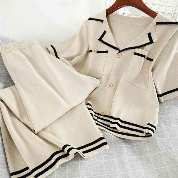 women 2 piece set short sleeve solid suits knit two vintage crop & wide leg pants casual outfits 210514, White
women 2 piece set short sleeve solid suits knit two vintage crop & wide leg pants casual outfits 210514, White