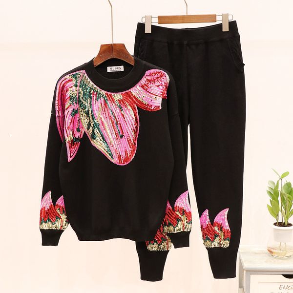 pant sequin female long sleeve sweater knitted pants 2pc set women autumn loose ladies tracksuits jumpers trousers knitwear sets, White
pant sequin female long sleeve sweater knitted pants 2pc set women autumn loose ladies tracksuits jumpers trousers knitwear sets, White