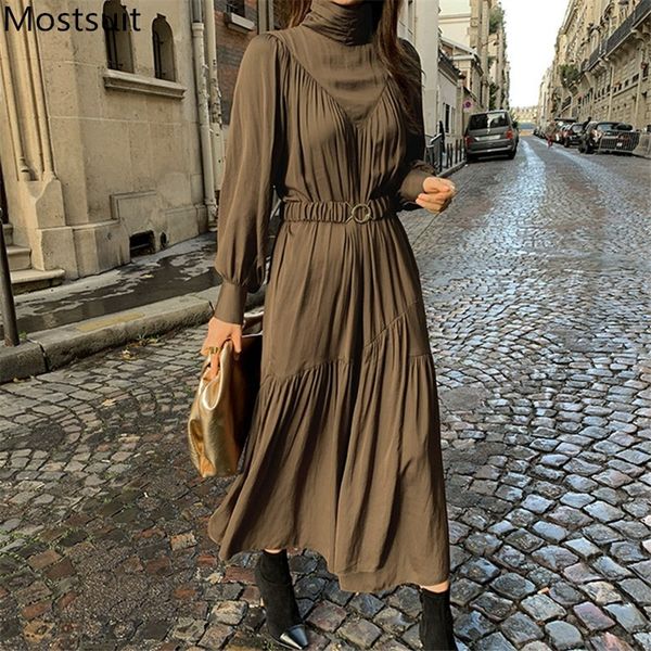 spring turtleneck korean elegant women long dress belted full sleeve a-line vintage office streetwear ladies vestidos 210518, Black;gray
spring turtleneck korean elegant women long dress belted full sleeve a-line vintage office streetwear ladies vestidos 210518, Black;gray