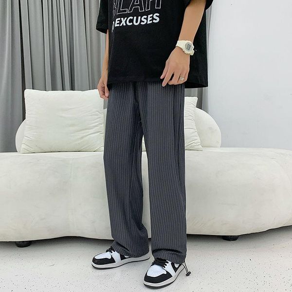 ice silk striped casual pants men korean fashion loose drawstring harajuku streetwear wide-leg straight-leg men's, Black
ice silk striped casual pants men korean fashion loose drawstring harajuku streetwear wide-leg straight-leg men's, Black