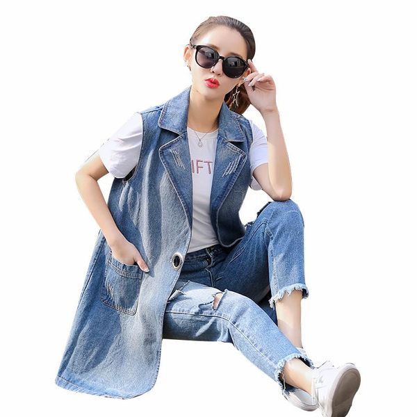 women's vests rlyaeiz spring denim vest 2021 fashion casual medium-long sleeveless jackets coats solid cowboy waistcoat, Black;white
women's vests rlyaeiz spring denim vest 2021 fashion casual medium-long sleeveless jackets coats solid cowboy waistcoat, Black;white