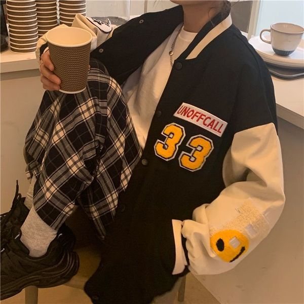 women's jackets baseball uniform jacket female spring and autumn korean harajuku style loose retro wild couple oversize clothe sln5, Black;brown
women's jackets baseball uniform jacket female spring and autumn korean harajuku style loose retro wild couple oversize clothe sln5, Black;brown