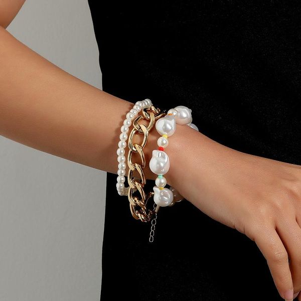 link, chain states accessories exaggerated large irregular pearl bracelet female fashion punk aluminum jewelry three-piece suit, Black
link, chain states accessories exaggerated large irregular pearl bracelet female fashion punk aluminum jewelry three-piece suit, Black