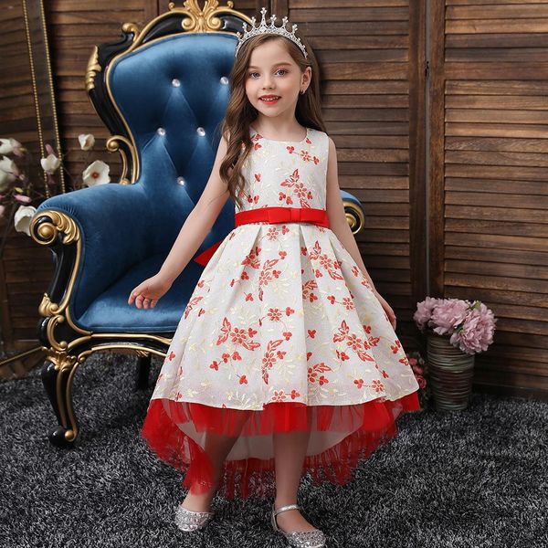 children embroidered flower girl dress wedding birthday princess dresses trailing catwalk dress, Red;yellow
children embroidered flower girl dress wedding birthday princess dresses trailing catwalk dress, Red;yellow