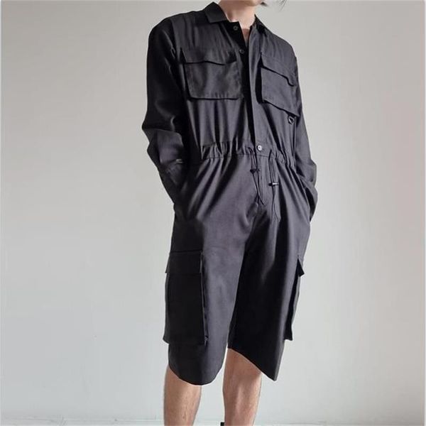 men's tracksuits japanese overalls one-piece shorts fashionable brand retro long sleeve suspenders casual suit, Gray
men's tracksuits japanese overalls one-piece shorts fashionable brand retro long sleeve suspenders casual suit, Gray