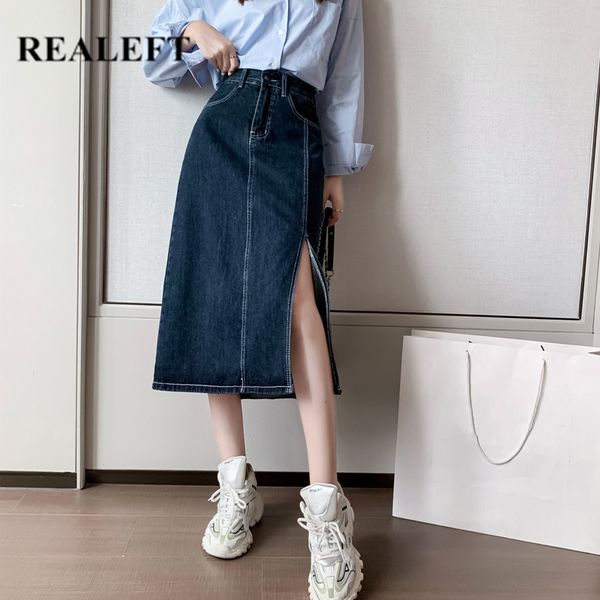 spring women's denim skirts fashion high waist patchwork side split midi length ladies a-line female 210428, Black
spring women's denim skirts fashion high waist patchwork side split midi length ladies a-line female 210428, Black