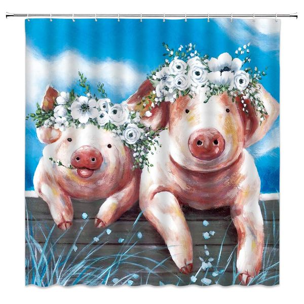 cute pig shower curtain two funny pig with flowers on rural fence decor farm animal kids artwork painting,fabric bathroom set
cute pig shower curtain two funny pig with flowers on rural fence decor farm animal kids artwork painting,fabric bathroom set